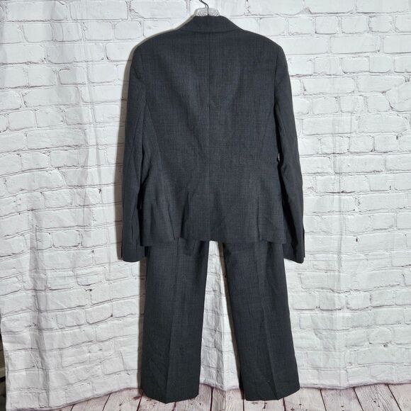 Theory Womens 12 Suit Set Blazer Pants Gray Wool Blend 2 Piece 1 Button Gray - Picture 3 of 16